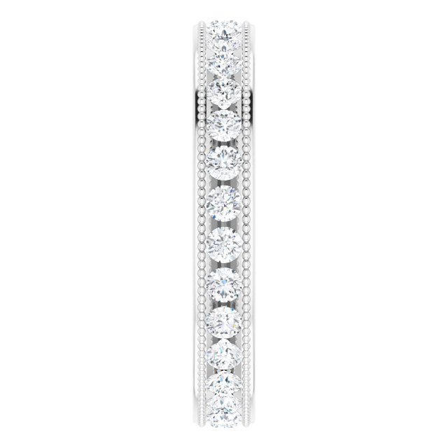 0.90 ct. Round Diamond Eternity Band MIlgrain Accent Ring-VIRABYANI